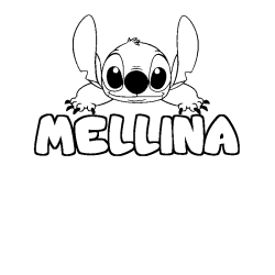 Coloring page first name MELLINA - Stitch background