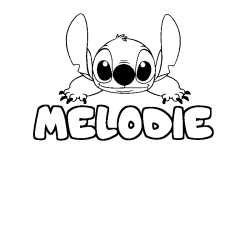 Coloring page first name MELODIE - Stitch background