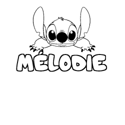 Coloring page first name MÉLODIE - Stitch background