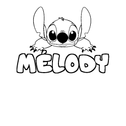 Coloring page first name MÉLODY - Stitch background