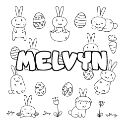 Coloring page first name MELVYN - Easter background