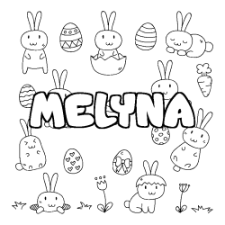 Coloring page first name MELYNA - Easter background