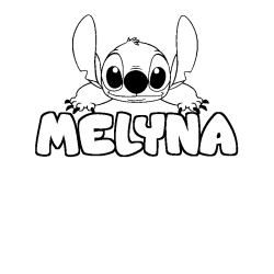 Coloring page first name MELYNA - Stitch background
