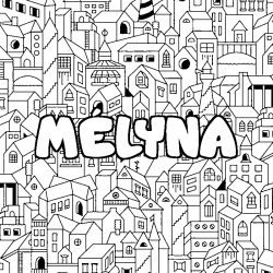 Coloring page first name MÉLYNA - City background