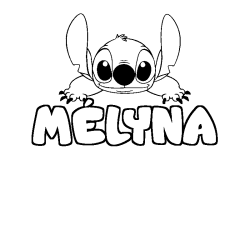 Coloring page first name MÉLYNA - Stitch background