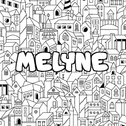 Coloring page first name MELYNE - City background