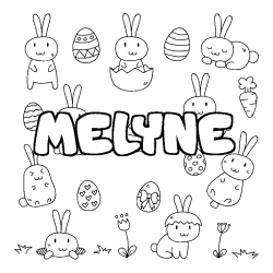 Coloring page first name MELYNE - Easter background