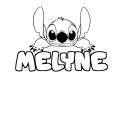 Coloring page first name MELYNE - Stitch background