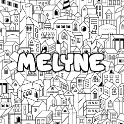 Coloring page first name MÉLYNE - City background