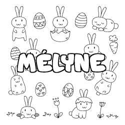 Coloring page first name MÉLYNE - Easter background