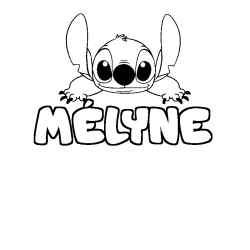 Coloring page first name MÉLYNE - Stitch background