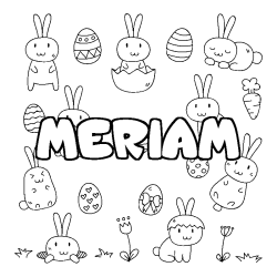 Coloring page first name MERIAM - Easter background