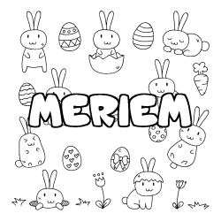 Coloring page first name MERIEM - Easter background