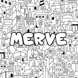 Coloring page first name MERVE - City background
