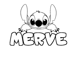 Coloring page first name MERVE - Stitch background