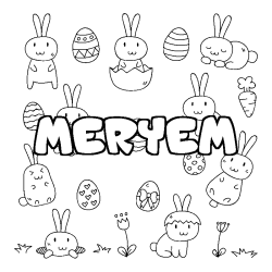 Coloring page first name MERYEM - Easter background