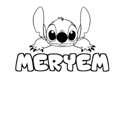 Coloring page first name MERYEM - Stitch background