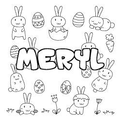 Coloring page first name MERYL - Easter background
