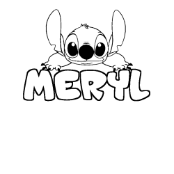 Coloring page first name MERYL - Stitch background