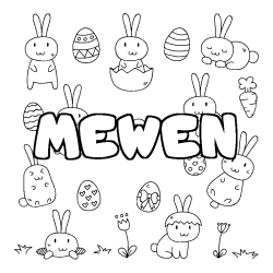 Coloring page first name MEWEN - Easter background
