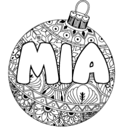 Coloring page first name MIA - Christmas tree bulb background