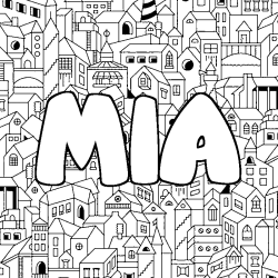 Coloring page first name MIA - City background