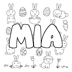 Coloring page first name MIA - Easter background