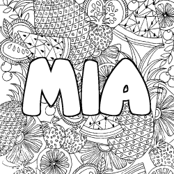 Coloring page first name MIA - Fruits mandala background