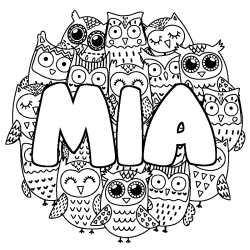 Coloring page first name MIA - Owls background