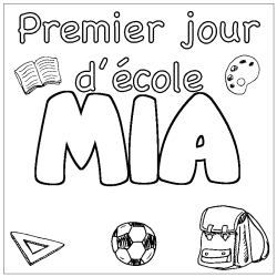 Coloring page first name MIA - School First day background