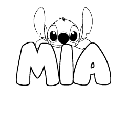 Coloring page first name MIA - Stitch background