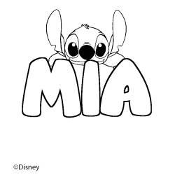 Coloring page first name MIA - Stitch background