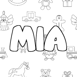 Coloring page first name MIA - Toys background