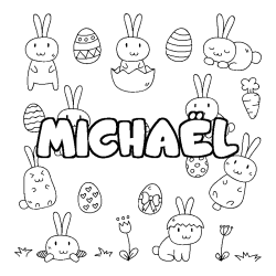Coloring page first name MICHAËL - Easter background