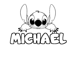 Coloring page first name MICHAËL - Stitch background