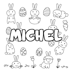 Coloring page first name MICHEL - Easter background