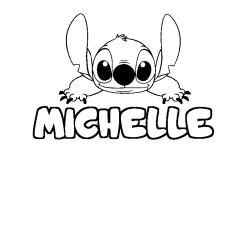 Coloring page first name MICHELLE - Stitch background