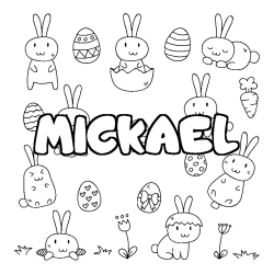 Coloring page first name MICKAEL - Easter background