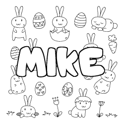 Coloring page first name MIKE - Easter background