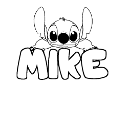 Coloring page first name MIKE - Stitch background