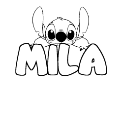 Coloring page first name MILA - Stitch background
