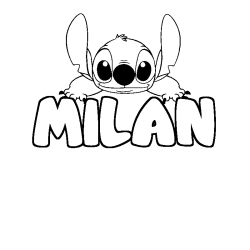 Coloring page first name MILAN - Stitch background