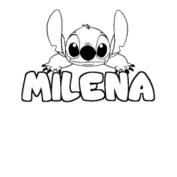 Coloring page first name MILENA - Stitch background