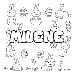 Coloring page first name MILENE - Easter background