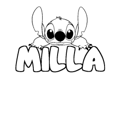 Coloring page first name MILLA - Stitch background