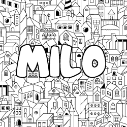 Coloring page first name MILO - City background