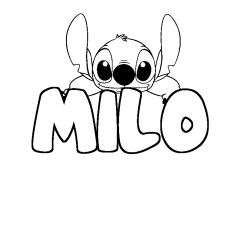 Coloring page first name MILO - Stitch background