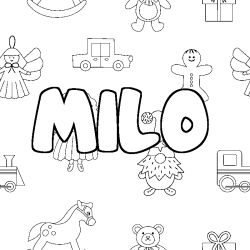 Coloring page first name MILO - Toys background