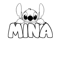 Coloring page first name MINA - Stitch background