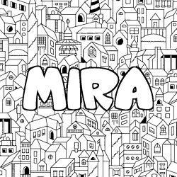 Coloring page first name MIRA - City background